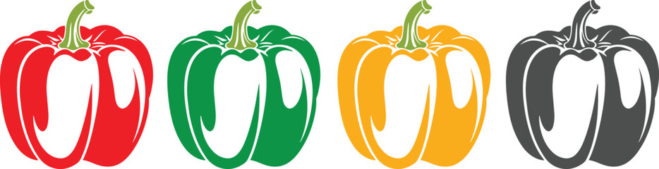 Bell pepper vegetable abstract colorful silhouette on white background vector illustration.