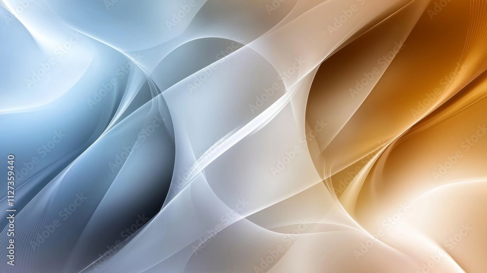 Poster smooth, flowing lines in shades of blue and orange create a dynamic and visually appealing abstract 