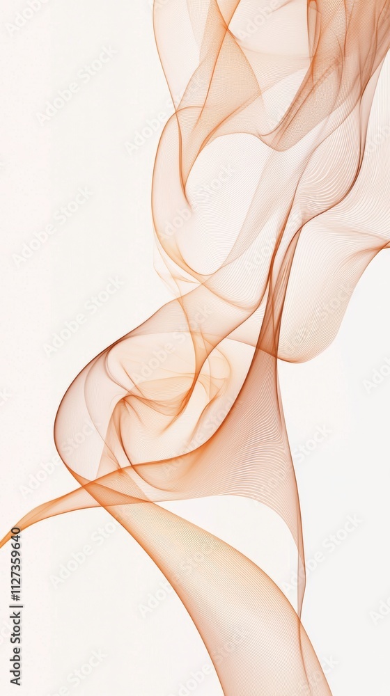Aufkleber intertwining smooth orange lines create dynamic abstract shapes against a white background, forming 