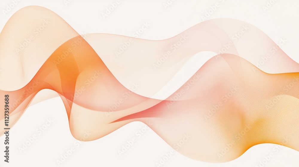 Poster smooth orange waves create a dynamic and elegant pattern against a clean white background, evoking a