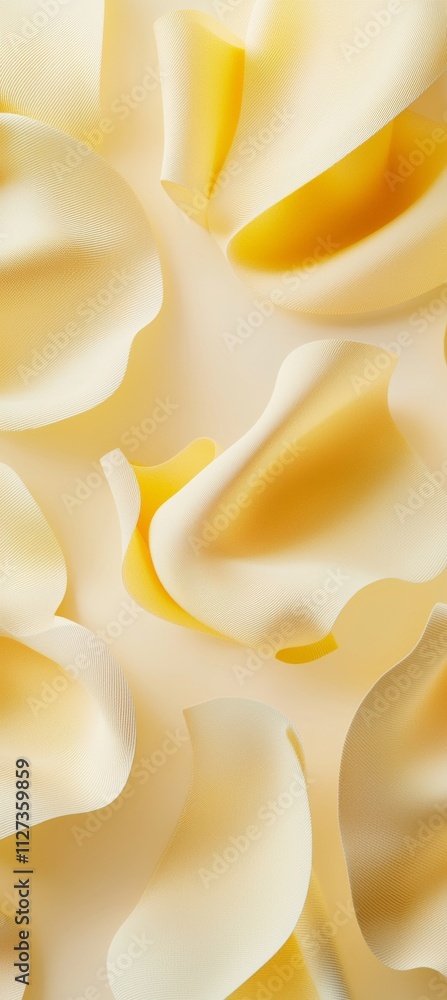 Poster smooth, undulating folds of yellow fabric create a visually soothing abstract composition, with gent