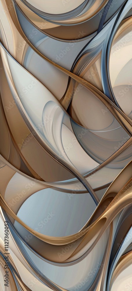 Aufkleber intertwining beige and blue lines create a captivating wavy pattern, delivering an elegant touch ide