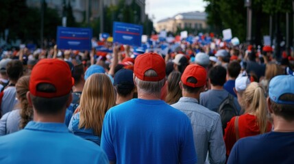A large crowd of people are protesting and holding signs