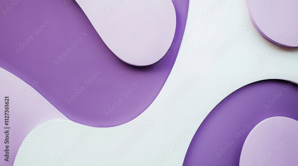 Aufkleber smooth, undulating shapes in varying shades of purple and white create a visually appealing abstract