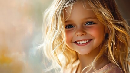 Obraz premium Portrait of a smiling young blonde girl