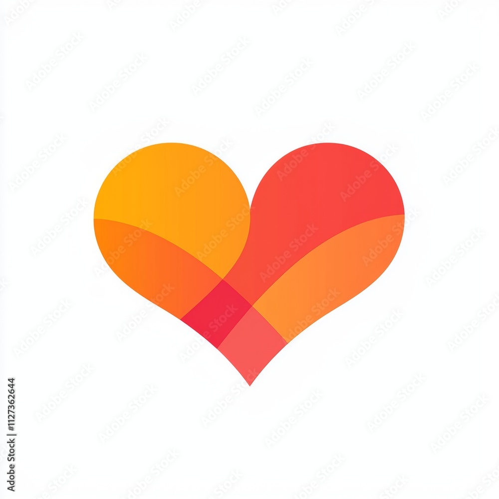 Poster stylized heart icon with overlapping shapes creating a warm and inviting symbol of love, affection, 