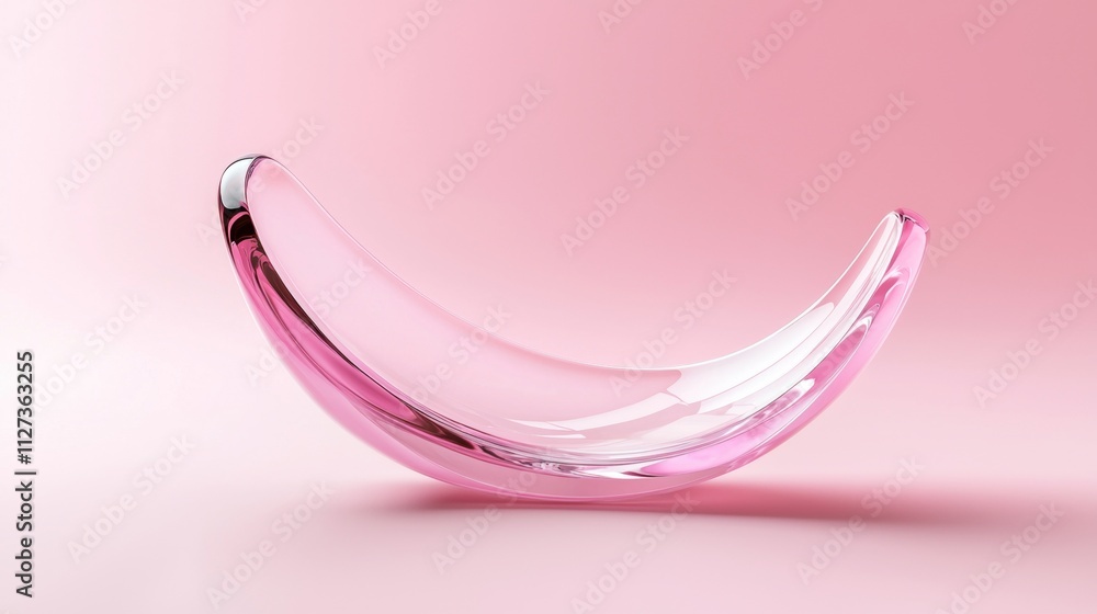 Poster pink glass bowl with elegant curves casting a subtle shadow on a matching pink backdrop, creating a 
