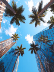 Fototapeta premium Palme in città moderna