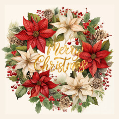 christmas wreath with poinsettia