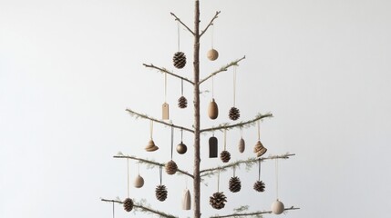 Minimalist Wooden Christmas Tree Decoration with Natural Ornaments