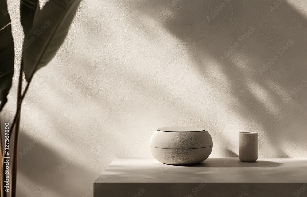 Leinwandbilder a minimalist setting featuring smooth ceramic objects and soft shadows.