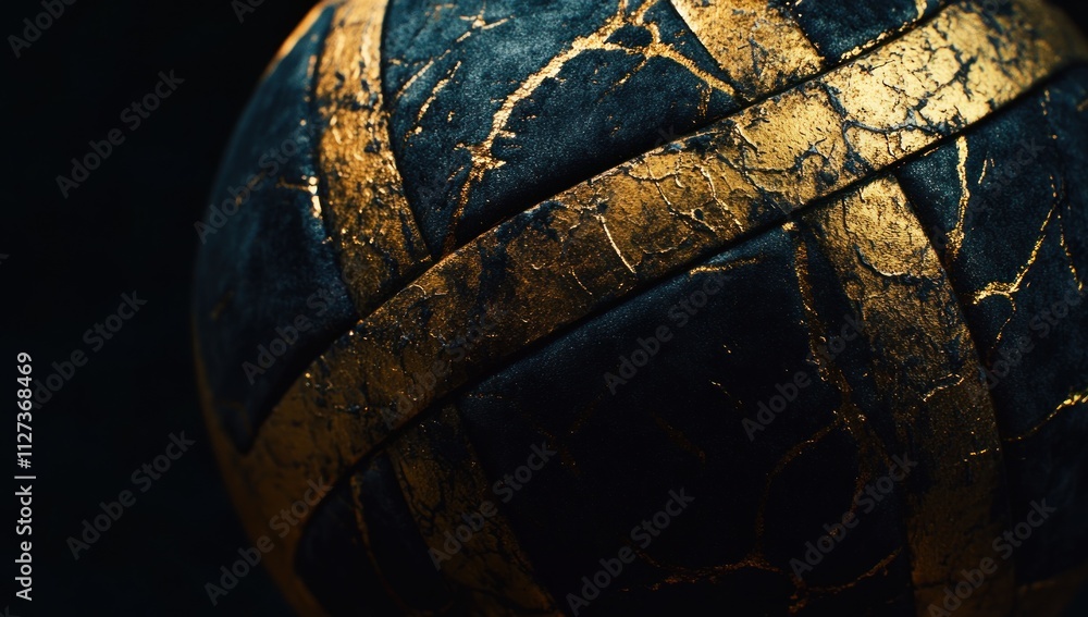 Aufkleber A close-up of a textured sphere with gold and black patterns, emphasizing design and craftsmanship.