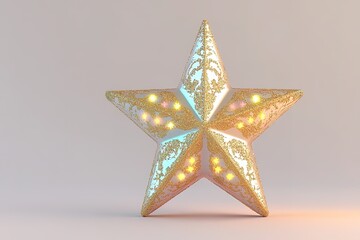 Fototapeta premium high realistic photo of glowing christmas star ornament featuring intricate golden patterns and shimmering metallic