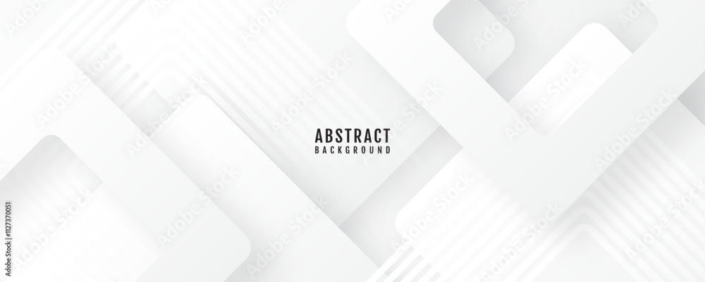 Poster 3d white abstract background overlap layer on bright space with cutout shape effect decoration. mode