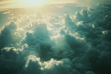 Fototapeta premium Serene Clouds With Bright Sunlight Streaming Through