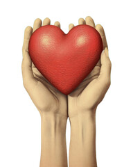 Obraz premium PNG Hand holding heart red romance cricket.