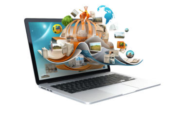 Interactive Educational App with Clean transparent background Generative AI