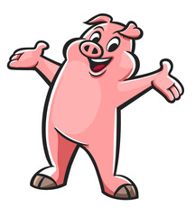 mascot pig funny cheerful smiling