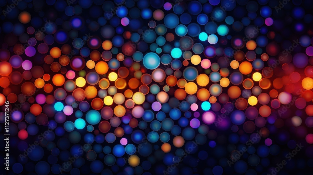 Poster abstract colorful bokeh background of illuminated circles
