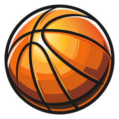 Fototapeta premium Bright orange basketball with black lines showcasing its design against a black and white background during a street play