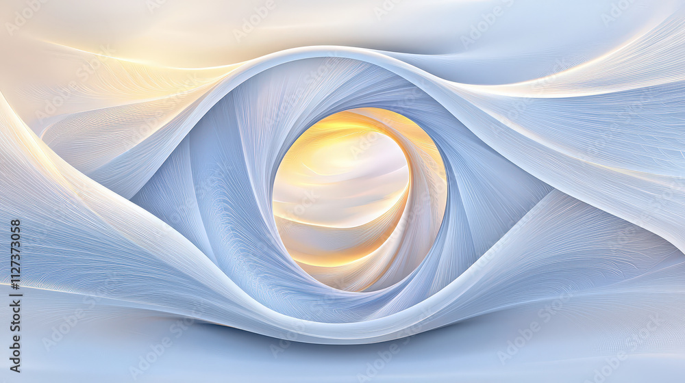 Poster mesmerizing digital abstract background featuring flowing white textures and soft golden light. desi