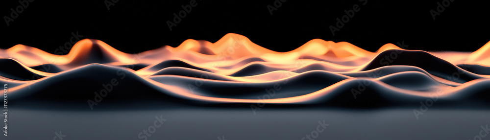 Aufkleber mesmerizing digital abstract background featuring smooth, flowing waves in shades of orange and blac