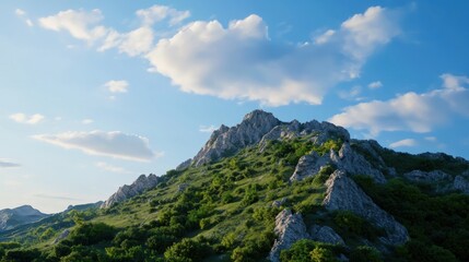 Fototapeta premium A mountain with a cloudy sky in the background