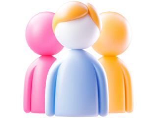 Group of people or users standing - 3d rendered png on isolated transparent background