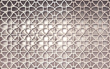 Seamless Vector ‍Style White Islamic Background with Volumetric Oriental Pattern and Shadow