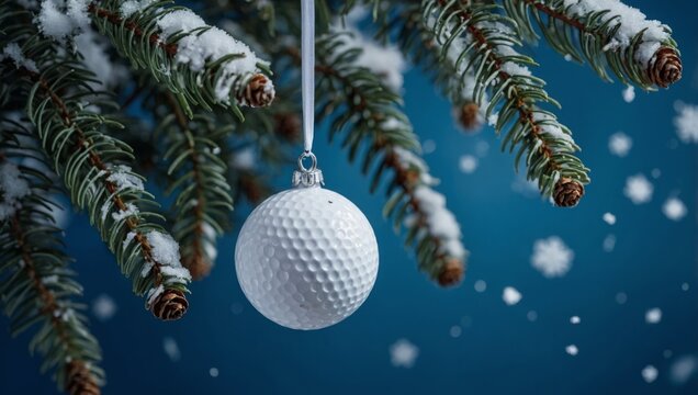 decoration ornament golf ball on christmas tree