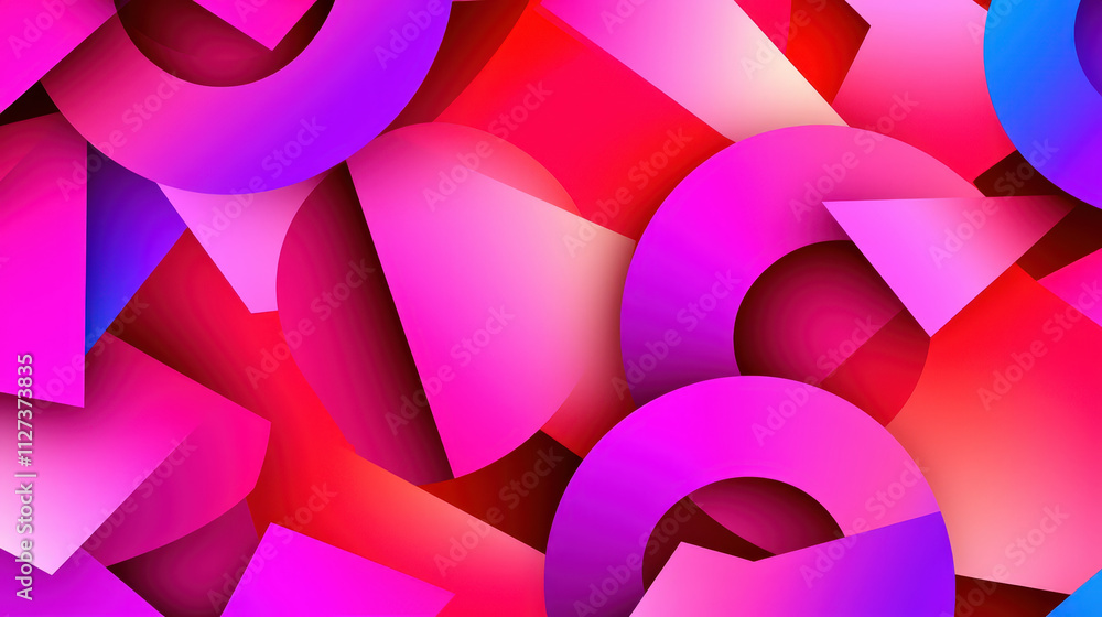 Poster vibrant abstract background featuring geometric shapes in pink and purple hues, creating dynamic and