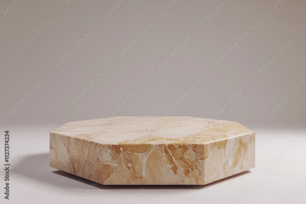 Aufkleber A polished octagonal marble table with a smooth surface and elegant design.