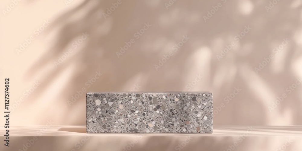 Aufkleber A textured concrete block displayed on a minimalist surface with soft shadows.