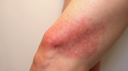 A close-up image of inflamed skin, showcasing redness and swelling, effects of inflammation on the body