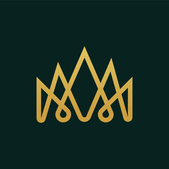 Gold luxury crown logo icon design vector illustration