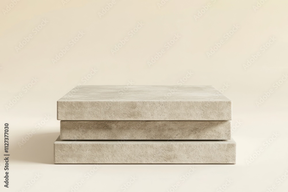 Poster A minimalist stack of textured concrete blocks on a soft background.