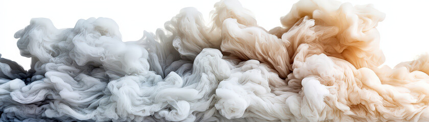 Fototapeta premium swirling mist of translucent whites and smoky grays creates ereal atmosphere, blending seamlessly with soft hues of beige. This captivating image evokes sense of tranquility and mystery