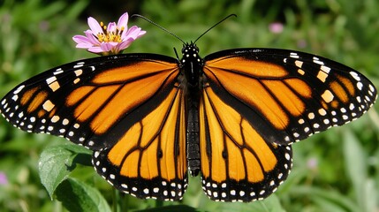 Naklejka premium Monarch butterfly on flower.