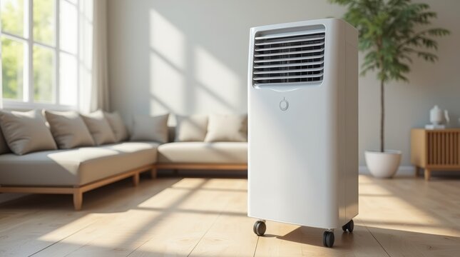portable air conditioner unit with sleek white exterior