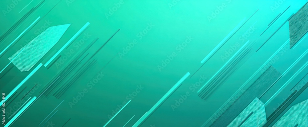 Poster Abstract teal background with dynamic lines and shapes, conveying motion and modernity.