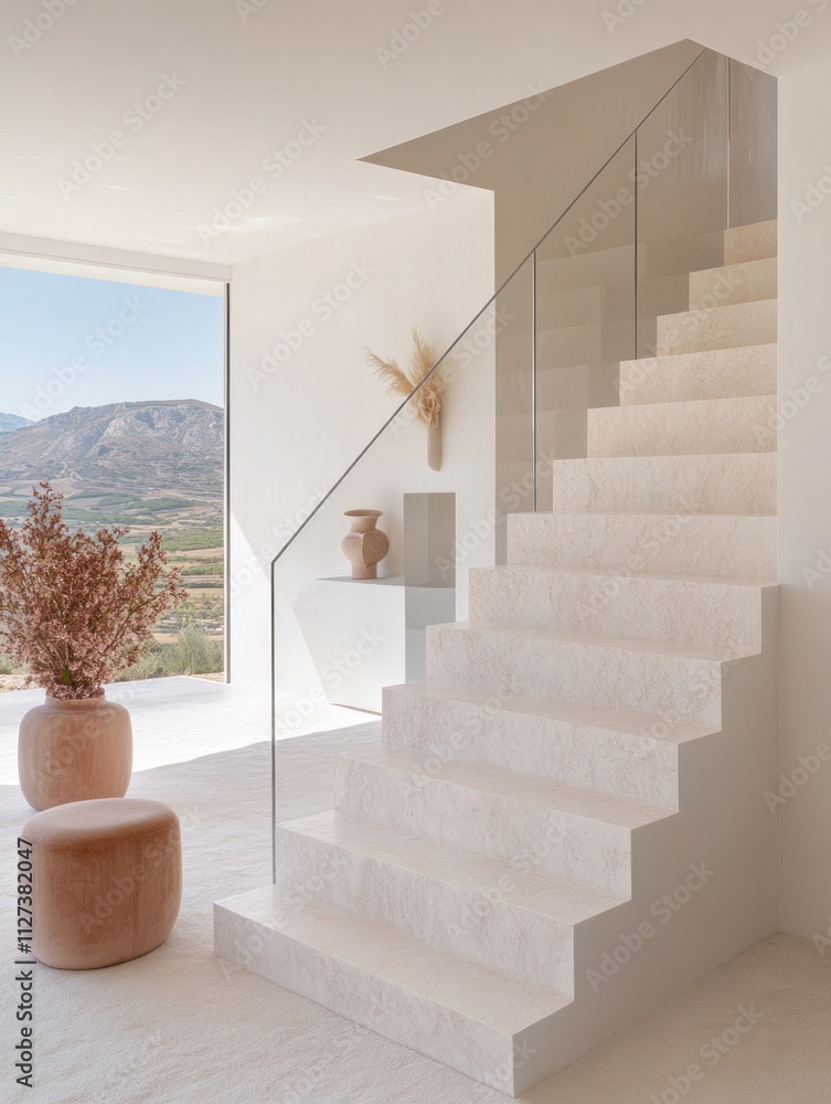 Poster a sleek floating staircase with a transparent railing graces a minimalist duplex with stunning mount