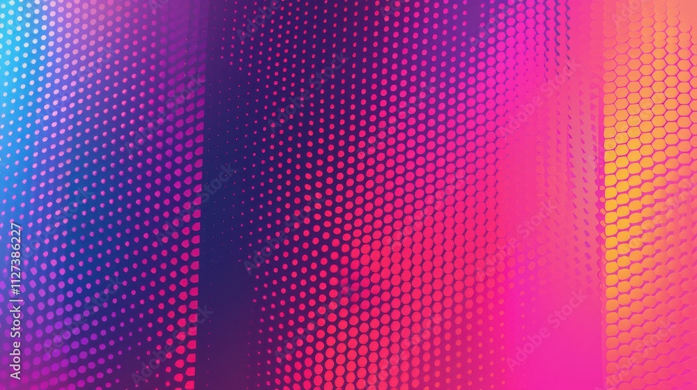 Poster abstract colorful gradient pattern with dots and hexagons