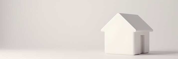 Fototapeta premium A white model house on a pastel background represents business and real estate concepts related to buying or selling properties._00002_