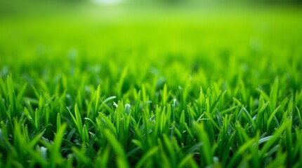 Fototapeta premium ) Lush green grass covering a vibrant landscape, showcasing its rich texture and color, ideal for outdoor photography and nature-themed projects, emphasizing freshness and vitality.