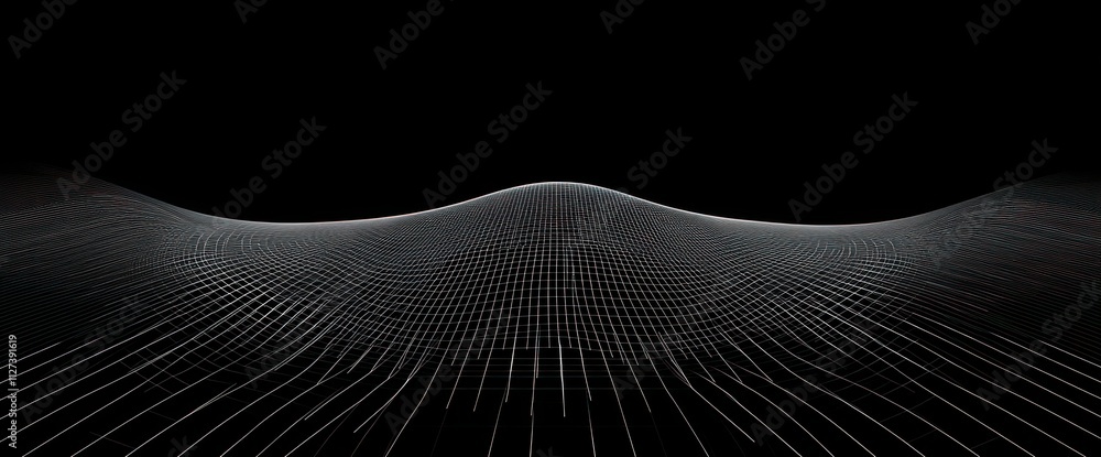 Fototapete A digital representation of a smooth, curved surface with a grid pattern on a dark background.