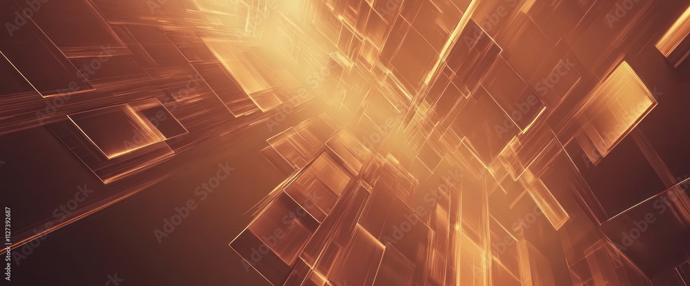 Poster Abstract geometric shapes with warm lighting, creating a dynamic visual effect.