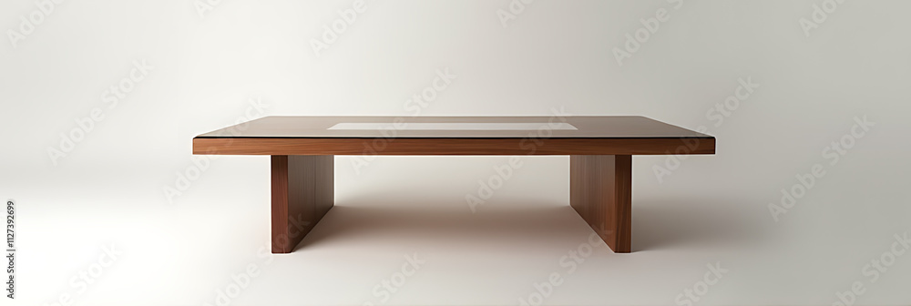 Poster A minimalist end grain wood table features a transparent background design on its countertop for a modern aesthetic appeal._00003_