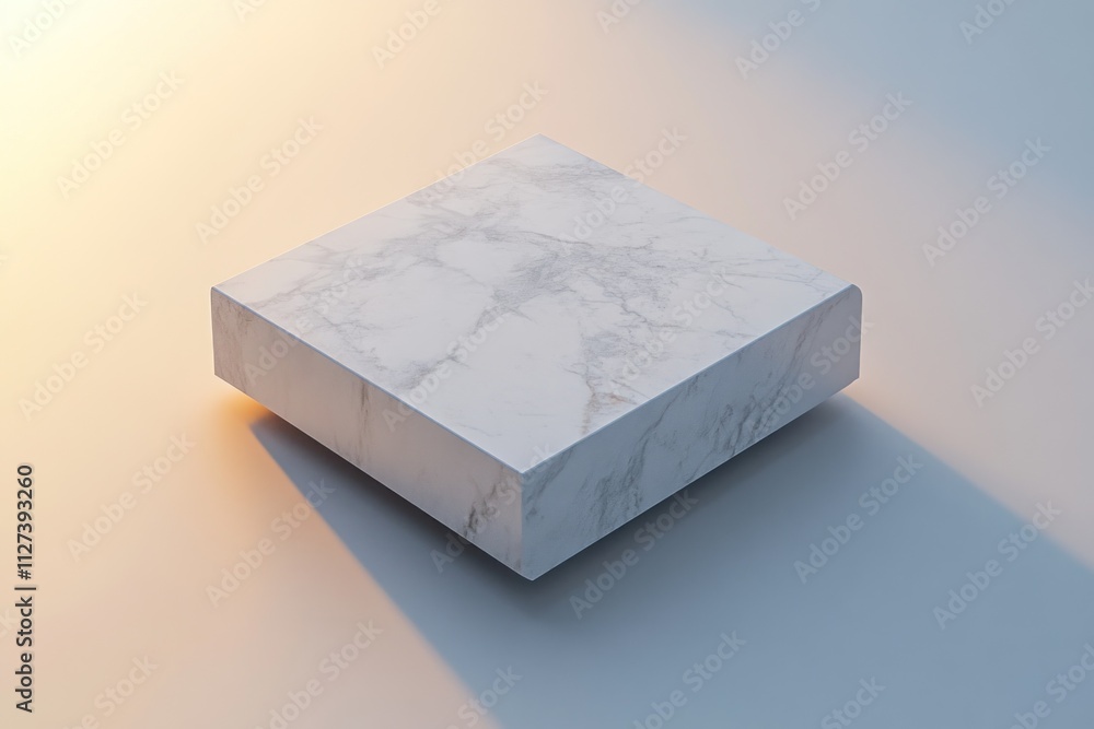 Poster A minimalist marble block casting soft shadows in a gradient background.