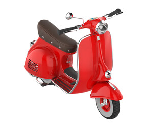 Red old scooter vintage isolated in transparent background png