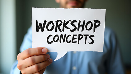 A man holds a piece of paper featuring a speech bubble with workshop concepts scribbled in handwritten text._00003_